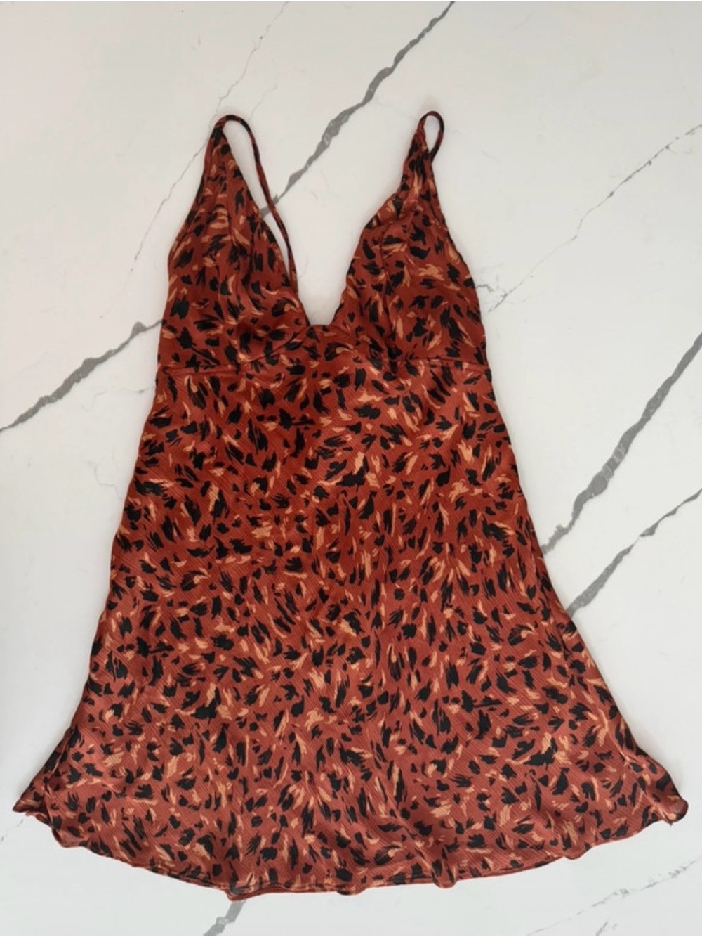 Free People Intimately Rust Animal-Print Slip Dress